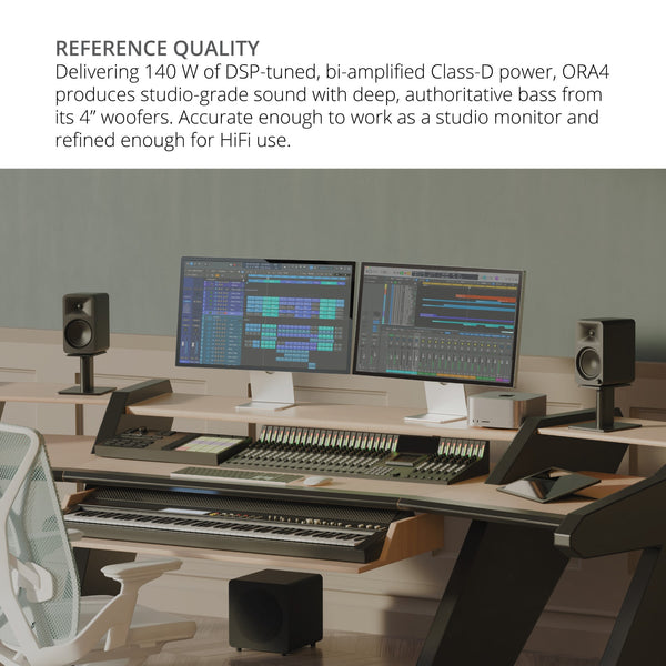 Kanto ORA4 140W Powered Referenece Desktop Speakers with Bluetooth (Black)
