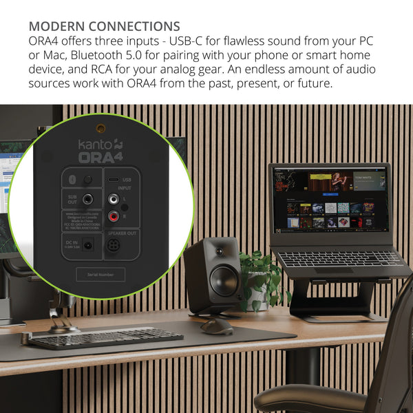 Kanto ORA4 140W Powered Referenece Desktop Speakers with Bluetooth (Black)