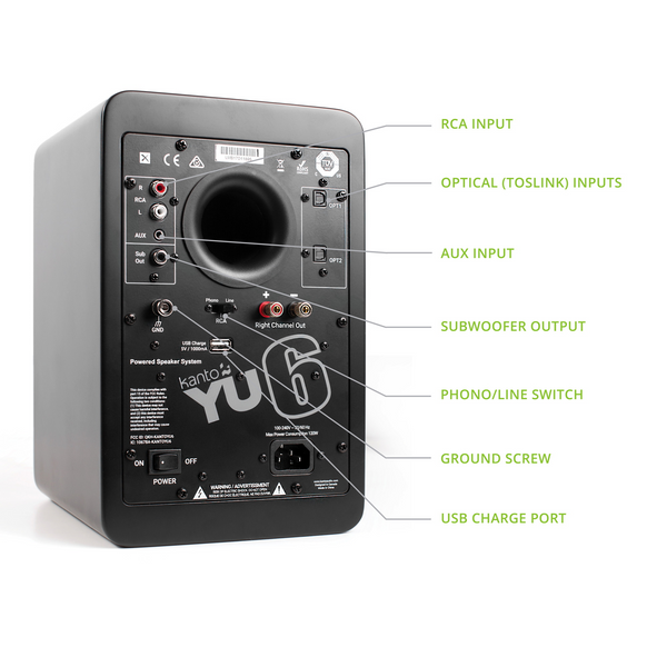 Kanto YU6 Powered Bookshelf Speakers-Black