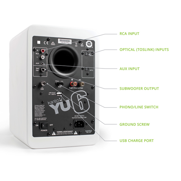 Kanto YU6 Powered Bookshelf Speakers White