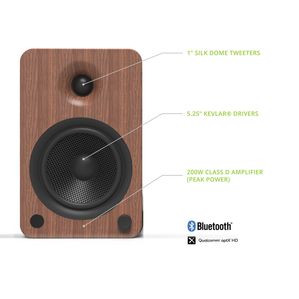 Kanto YU6 Powered Bookshelf Speakers Walnut
