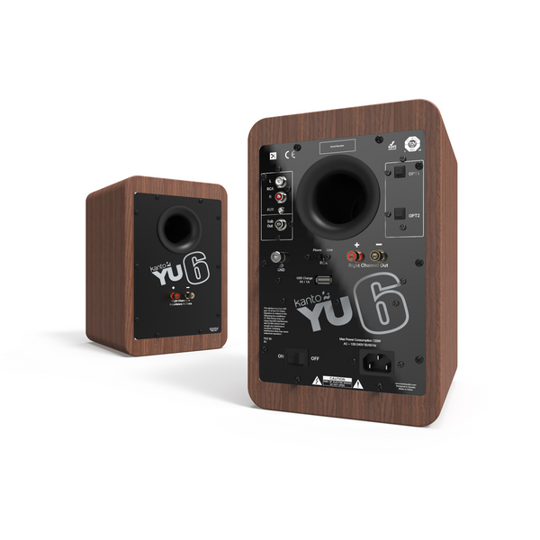 Kanto YU6 Powered Bookshelf Speakers Walnut