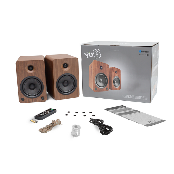 Kanto YU6 Powered Bookshelf Speakers Walnut